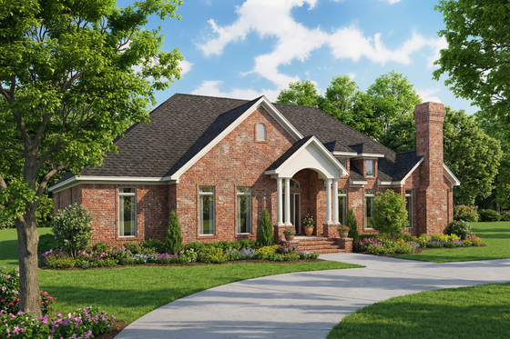 Exterior - Front Elevation for Traditional House Plan #17-1023 - 4 bed, 2.5 bath
