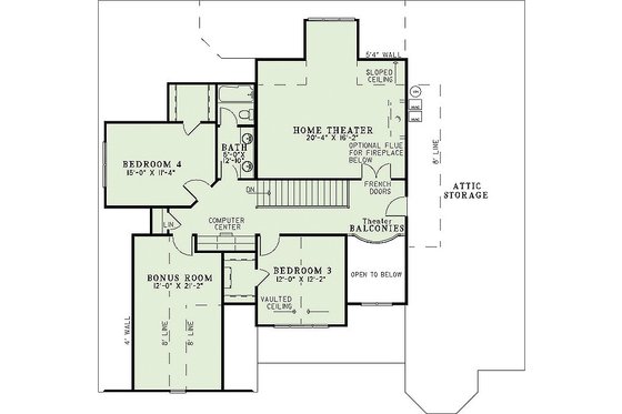 Floor Plan - Upper Floor for European House Plan #17-1181 - 4 bed, 3 bath