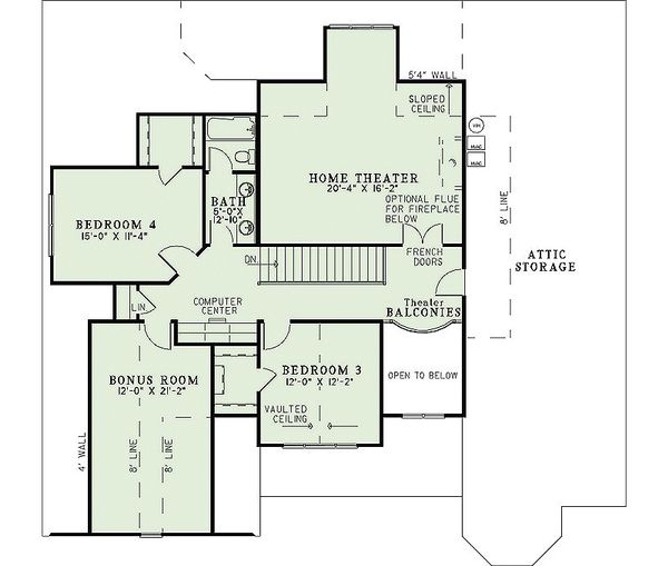 Architectural House Design - European Floor Plan - Upper Floor Plan #17-1181