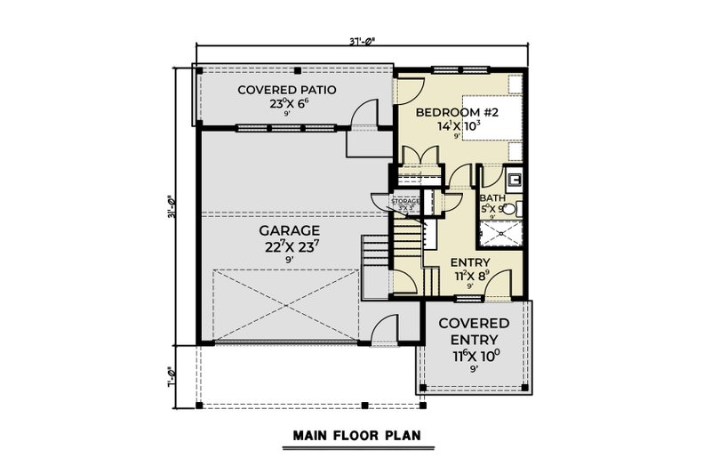 Dream House Plan - Floor Plan - Main Floor for Contemporary House Plan #1070-246 - 2 bed, 2.5 bath