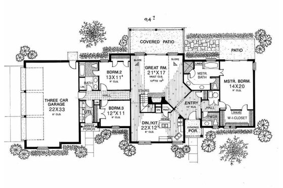 Floor Plan - Main Floor for Country House Plan #310-617 - 3 bed, 2.5 bath