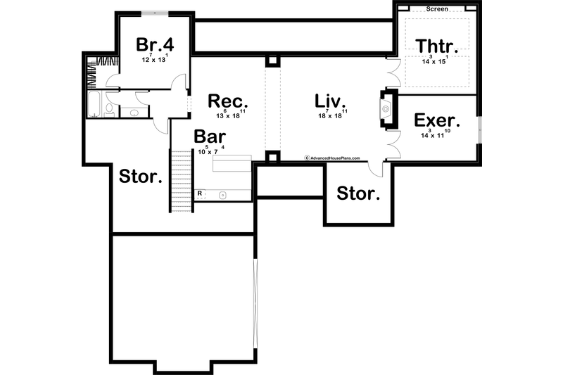 House Design - Floor Plan - Lower Floor for Farmhouse House Plan #455-264 - 3 bed, 3.5 bath