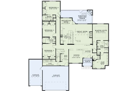 Floor Plan - Main Floor for European House Plan #17-2493 - 4 bed, 3.5 bath