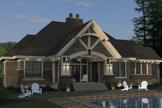 Exterior - Rear Elevation for Craftsman House Plan #51-571 - 3 bed, 3 bath