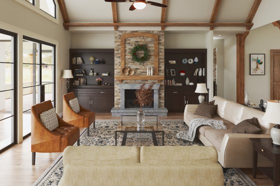 Interior - Family Room for Craftsman House Plan #54-571 - 4 bed, 2.5 bath