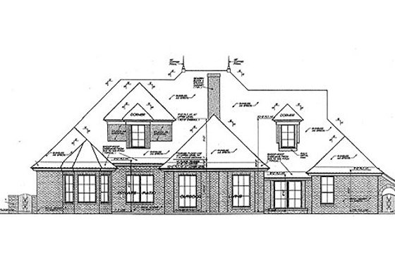 Exterior - Rear Elevation for European House Plan #310-961 - 4 bed, 3.5 bath