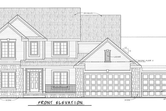 Exterior - Front Elevation 7 for Traditional House Plan #20-2090 - 4 bed, 2.5 bath