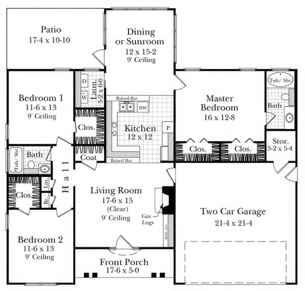 House Blueprint - Cottage Floor Plan - Main Floor Plan #21-557