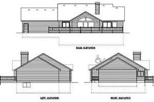 Exterior - Rear Elevation for Ranch House Plan #100-442 - 2 bed, 2 bath