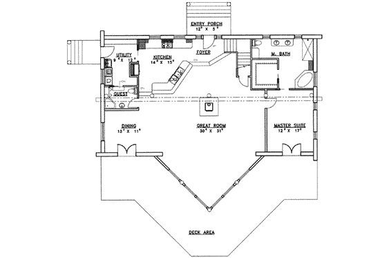 Floor Plan - Main Floor for Log House Plan #117-410 - 3 bed, 3.5 bath