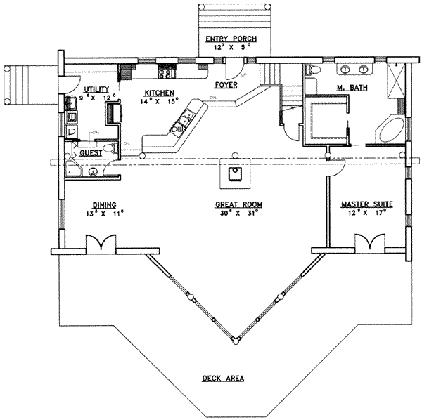 House Plan Design - Log Floor Plan - Main Floor Plan #117-410