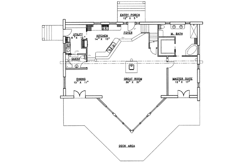 Home Plan - Floor Plan - Main Floor for Log House Plan #117-410 - 3 bed, 3.5 bath