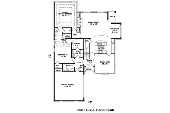 Floor Plan - Main Floor for European House Plan #81-1504 - 4 bed, 3 bath