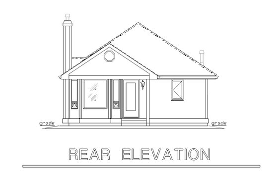 Exterior - Rear Elevation for Traditional House Plan #18-1040 - 2 bed, 2 bath