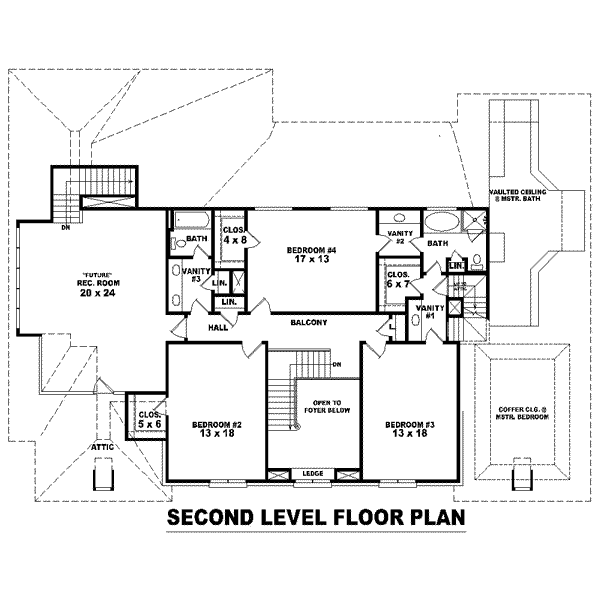 Colonial Floor Plan - Upper Floor Plan #81-1626