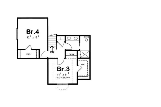Floor Plan - Upper Floor for European House Plan #20-2073 - 4 bed, 3 bath