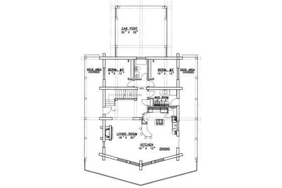 Floor Plan - Main Floor for Traditional House Plan #117-403 - 3 bed, 3 bath