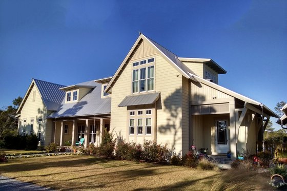 Exterior - Front Elevation 3 for Beach House Plan #443-19 - 4 bed, 4.5 bath