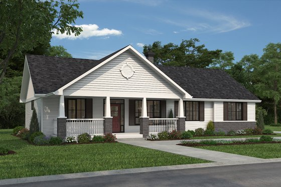 Exterior - Front Elevation 3 for Ranch House Plan #18-9546 - 3 bed, 2 bath