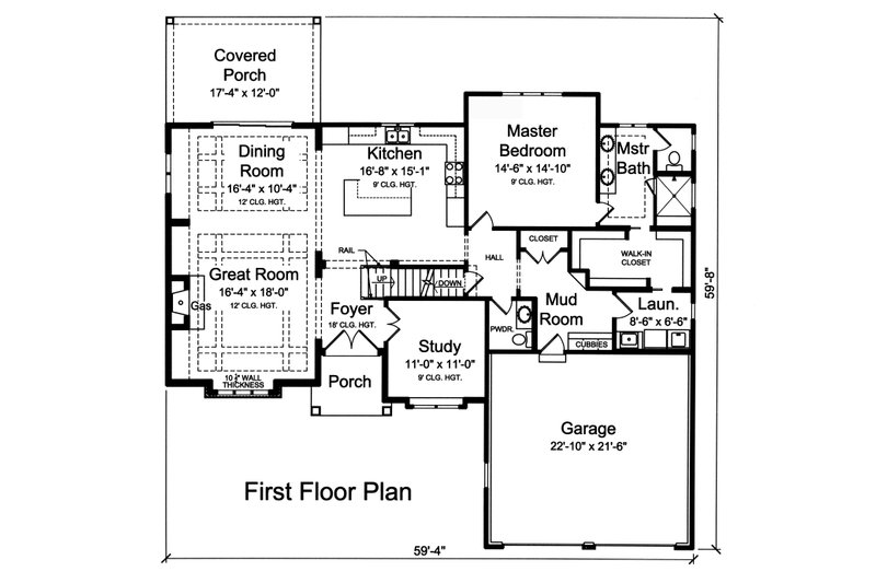Home Plan - Floor Plan - Main Floor for Traditional House Plan #46-873 - 4 bed, 3.5 bath