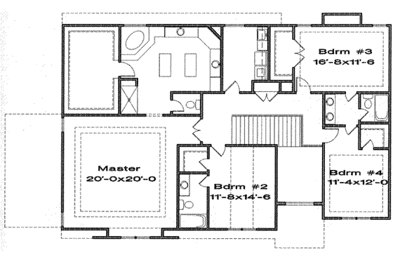 Floor Plan - Upper Floor for Traditional House Plan #6-124 - 4 bed, 3.5 bath