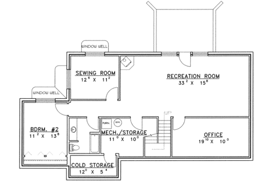 Floor Plan - Lower Floor House Plan #117-376 - 3 bed, 3 bath