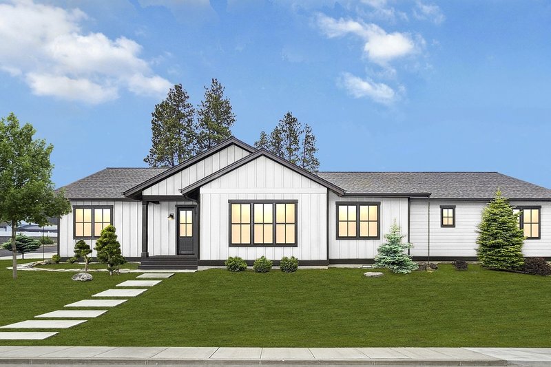 House Design - Exterior - Front Elevation 3 for Ranch House Plan #1105-9 - 3 bed, 2.5 bath