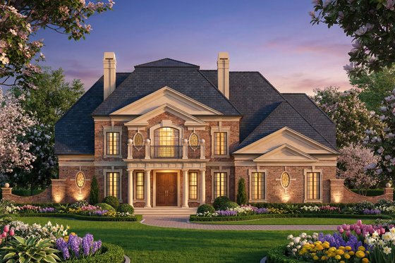Exterior - Front Elevation 3 for Colonial House Plan #119-126 - 4 bed, 3.5 bath