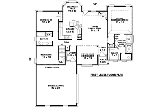 Floor Plan - Main Floor for European House Plan #81-1467 - 3 bed, 2.5 bath