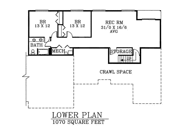 Ranch Floor Plan - Lower Floor Plan #53-303