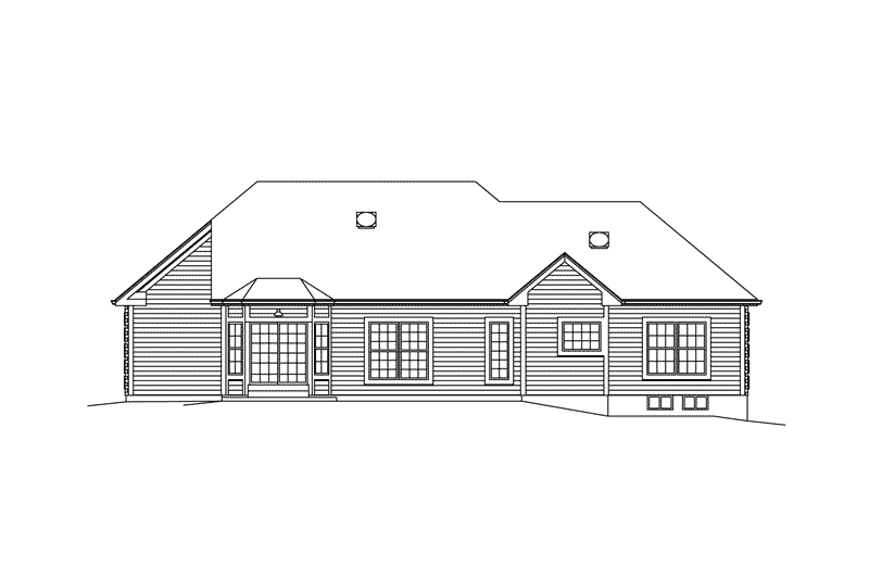 Home Plan - Exterior - Rear Elevation for Ranch House Plan #57-607 - 3 bed, 2 bath