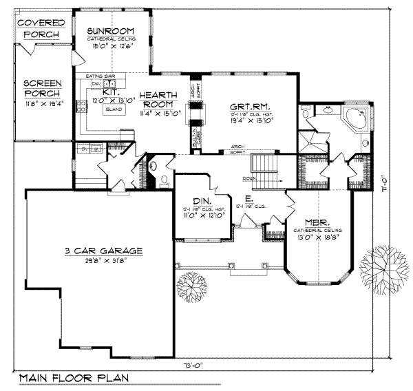 Home Plan - Traditional Floor Plan - Main Floor Plan #70-292