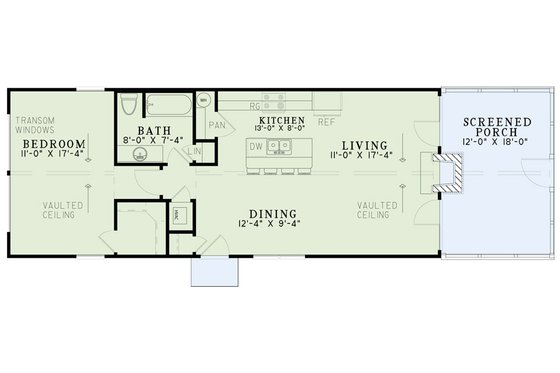 Floor Plan - Main Floor for Cabin House Plan #17-3417 - 1 bed, 1 bath