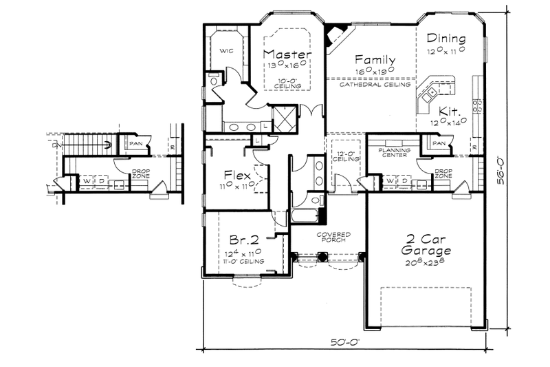 Dream House Plan - Floor Plan - Main Floor for Traditional House Plan #20-2107 - 3 bed, 2 bath