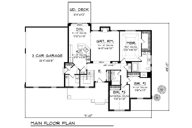 Home Plan - Floor Plan - Main Floor for European House Plan #70-818 - 4 bed, 3 bath