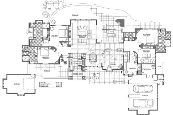 Floor Plan - Main Floor for Mediterranean House Plan #892-31 - 3 bed, 3.5 bath
