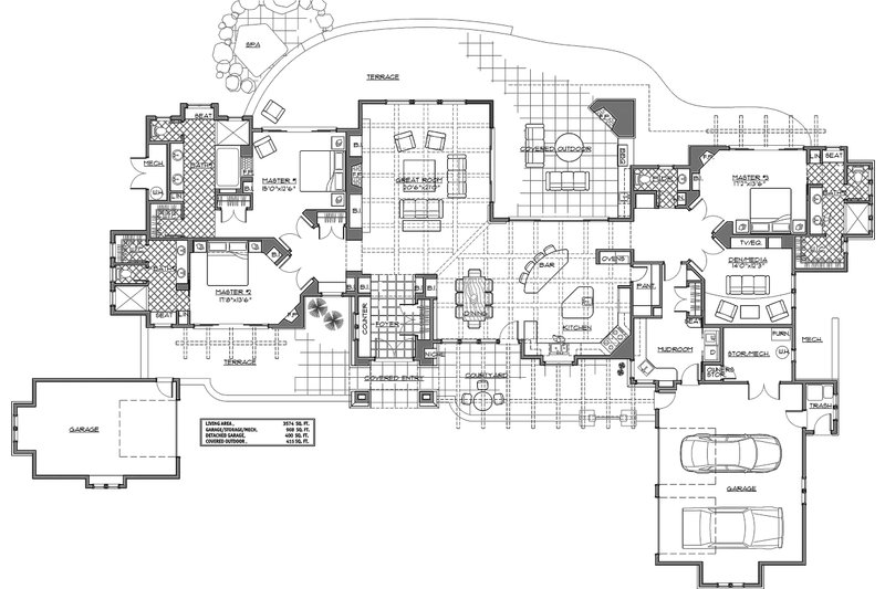 Home Plan - Floor Plan - Main Floor for Mediterranean House Plan #892-31 - 3 bed, 3.5 bath