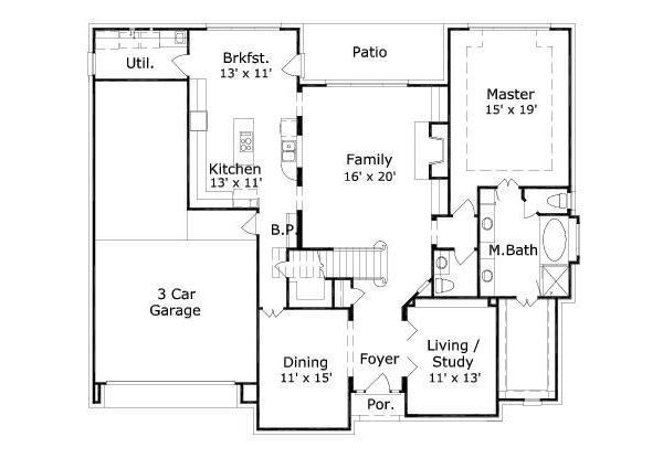 Colonial Floor Plan - Main Floor Plan #411-740