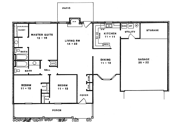 Architectural House Design - Country Floor Plan - Main Floor Plan #14-134
