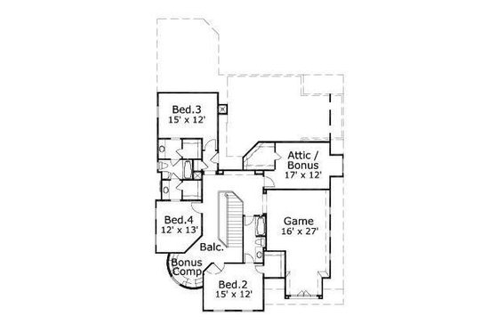Floor Plan - Upper Floor for European House Plan #411-315 - 5 bed, 3.5 bath