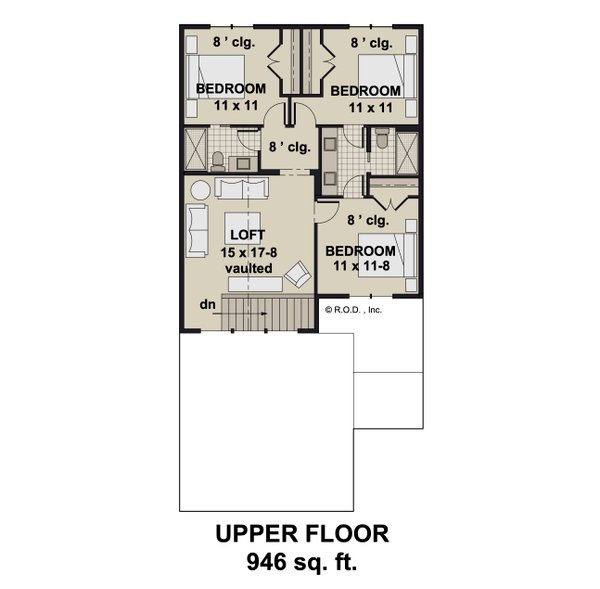 House Blueprint - Craftsman Floor Plan - Upper Floor Plan #51-1463