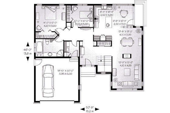 Floor Plan - Main Floor for Traditional House Plan #23-564 - 2 bed, 1 bath