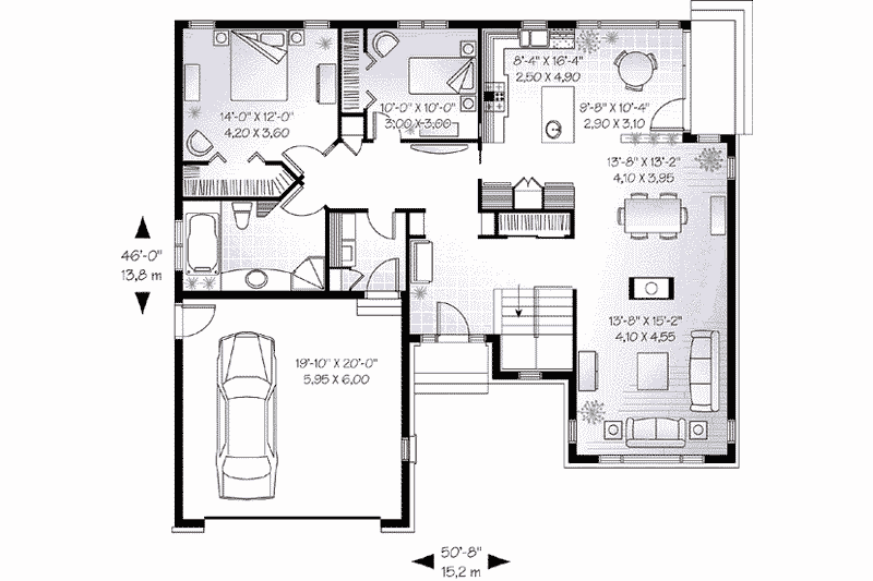 Architectural House Design - Floor Plan - Main Floor for Traditional House Plan #23-564 - 2 bed, 1 bath