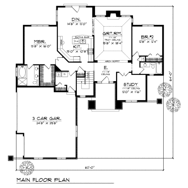 Dream House Plan - Traditional Floor Plan - Main Floor Plan #70-215