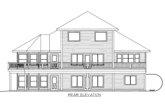 Exterior - Rear Elevation for Bungalow House Plan #117-641 - 5 bed, 3.5 bath