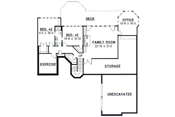 Floor Plan - Lower Floor for European House Plan #67-217 - 3 bed, 3 bath