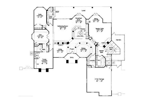 Floor Plan - Main Floor for Mediterranean House Plan #417-373 - 4 bed, 3 bath