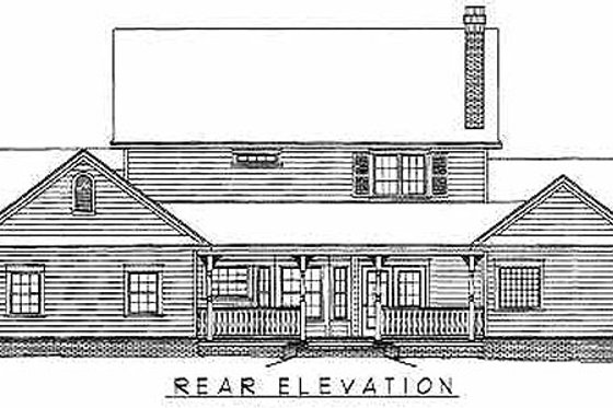 Exterior - Rear Elevation for Country House Plan #11-121 - 4 bed, 2.5 bath