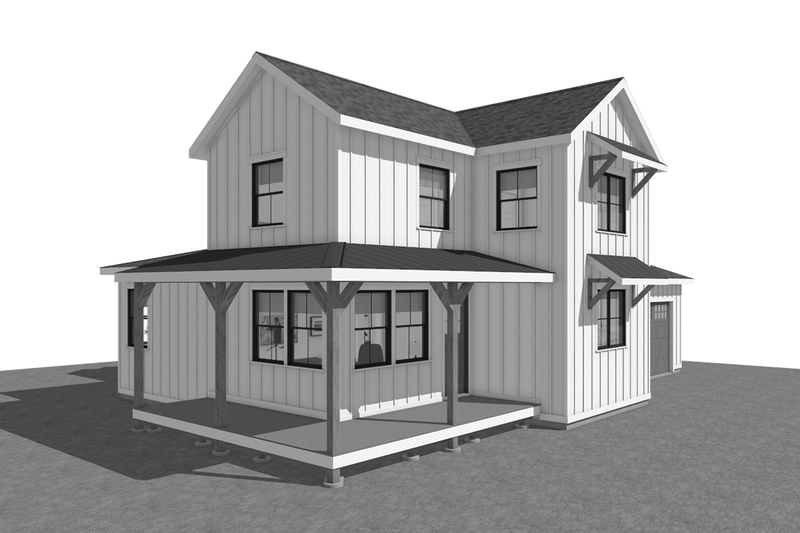 House Blueprint - Exterior - Other Elevation 2 for Farmhouse House Plan #1099-14 - 3 bed, 2 bath