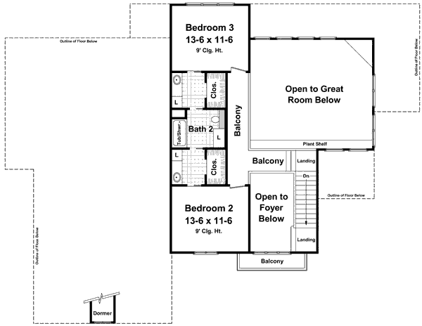 House Plan Design - European Floor Plan - Upper Floor Plan #21-259